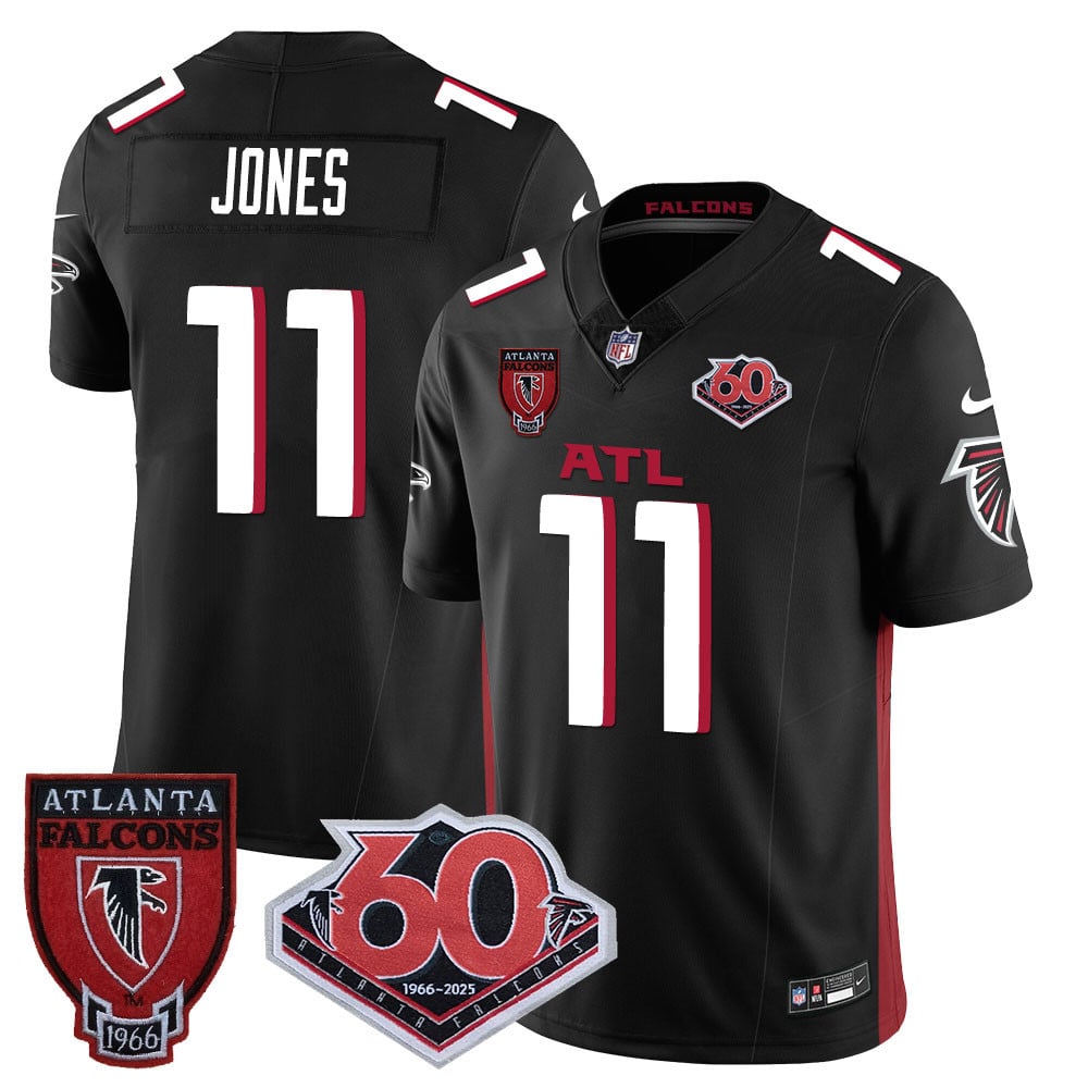 Personalized Men’s Atlanta Falcons #11 Julio Jones 60th Season Limited Black Jerseys