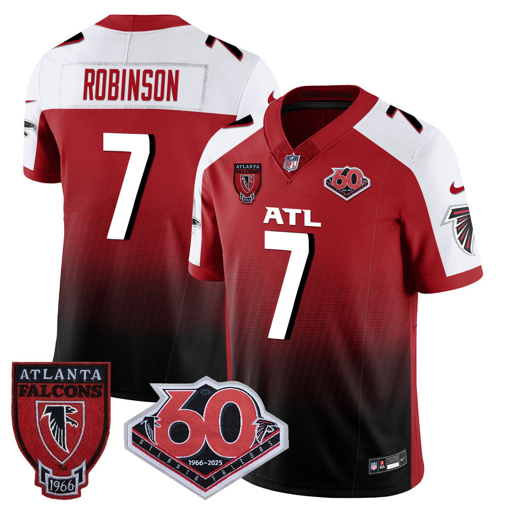Personalized Men’s Atlanta Falcons #7 Bijan Robinson 60th Season Limited Red Alternate Jerseys