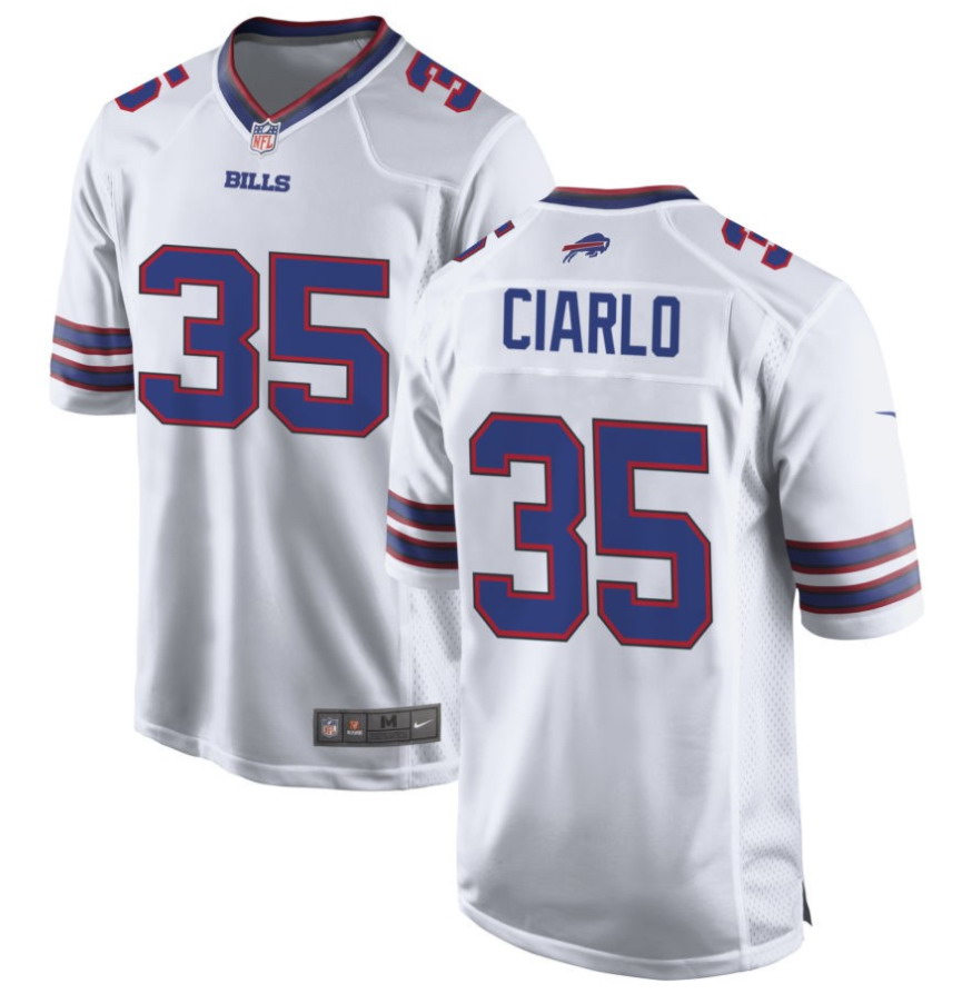 Personalized Men’s Buffalo Bills #35 Jimmy Ciarlo Game Jersey – White
