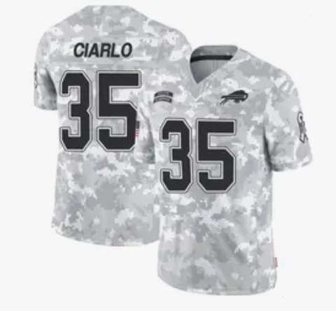 Personalized Men’s Buffalo Bills #35 Jimmy Ciarlo Limited Arctic Camo 2024 Salute to Service Jersey