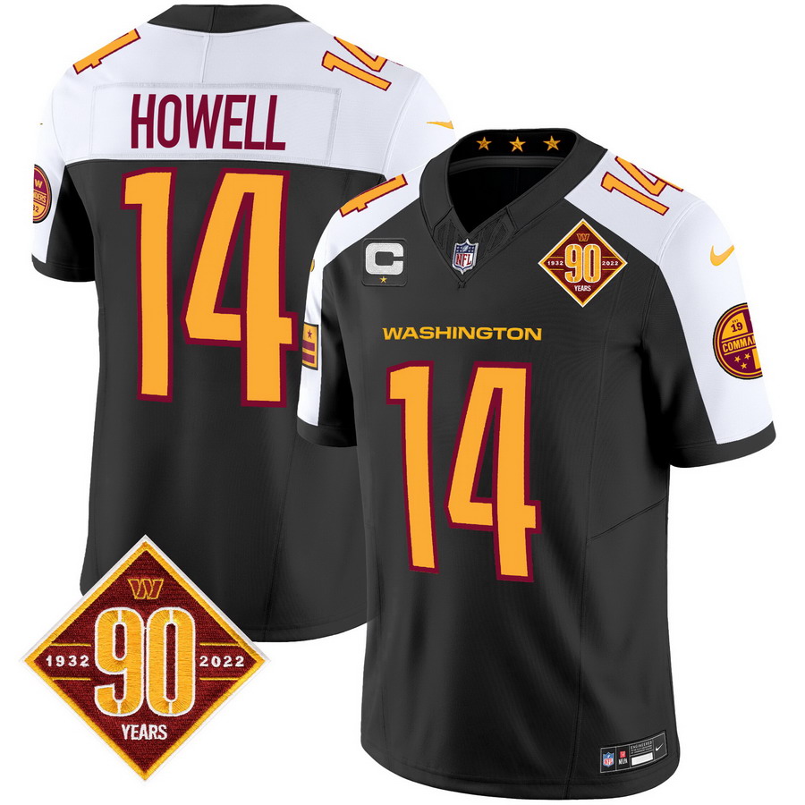 Personalized Men’s Washington Commanders #14 Same Howell 90th Anniversary Patch Limited Jersey V3 Black Alternate