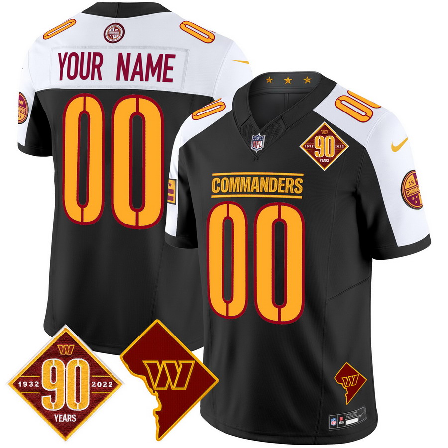 Personalized Custom Washington Commanders 90th Anniversary & Home Patch Limited Jersey Black Alternate