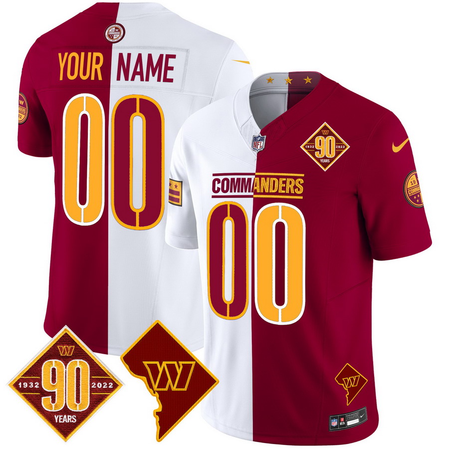 Personalized Custom Washington Commanders 90th Anniversary & Home Patch Limited Jersey Half
