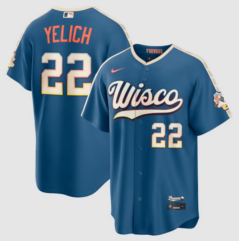 Personalized Men’s Christian Yelich #22 Milwaukee Brewers 2026 City Connect Stadium Jersey Mineral Blue