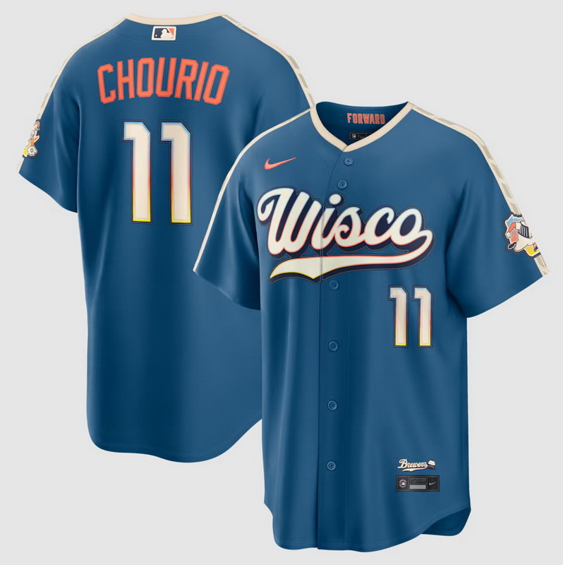 Personalized Men’s Jackson Chourio #11 Milwaukee Brewers 2026 City Connect Stadium Jersey Mineral Blue