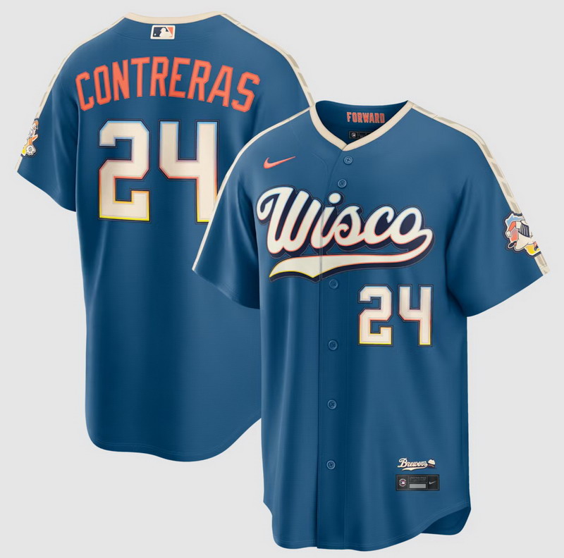 Personalized Men’s William Contreras #24 Milwaukee Brewers 2026 City Connect Stadium Jersey Mineral Blue