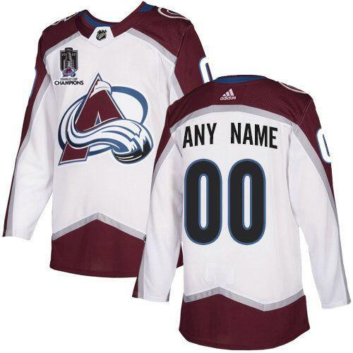 Personalized Men’s Colorado Avalanche Avtive Player 2022 White Stanley Cup Champions Patch Stitched Jersey