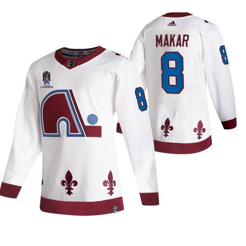 Personalized Men’s Colorado Avalanche #8 Cale Makar 2022 White Stanley Cup Champions Patch Stitched Jersey