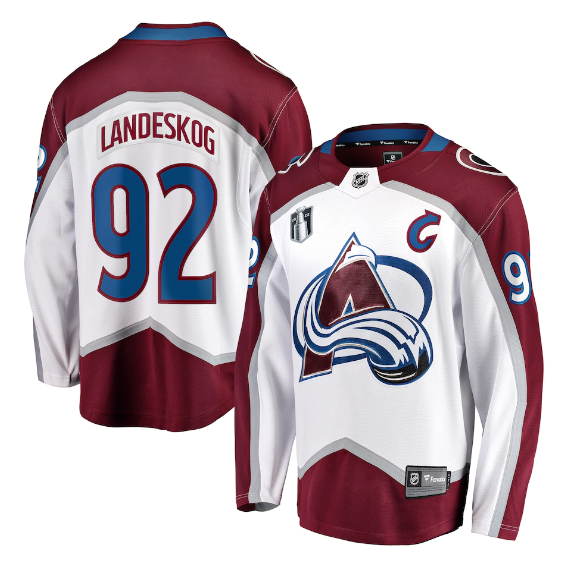 Personalized Men’s Colorado Avalanche #92 Gabriel Landeskog White 2022 Stanley Cup Final Patch Stitched Jersey