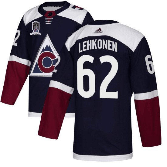 Personalized Men’s Colorado Avalanche #62 Artturi Lehkonen 2022 Navy Stanley Cup Champions Patch Stitched Jersey