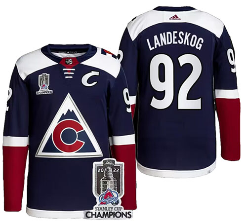 Personalized Men’s Gabriel Landeskog #92 Colorado Avalanche Champions Navy Jersey