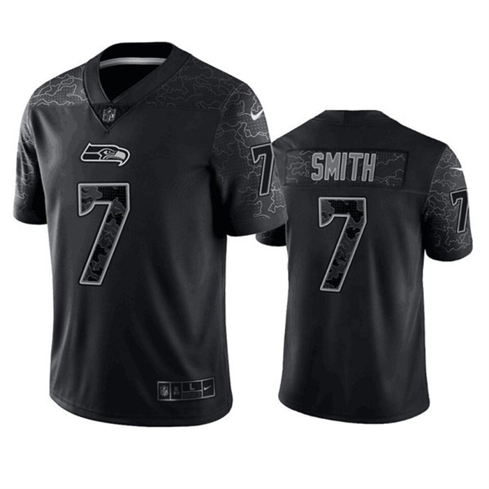 Personalized Men’s Seattle Seahawks #7 Geno Smith Black Reflective Stitched Jersey