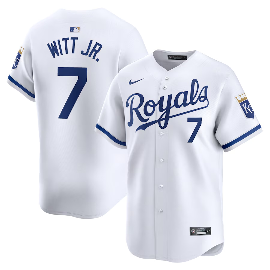 Personalized Men’s Kansas City Royals #7 Bobby Witt Jr. White 2024 Home Limited Stitched Baseball Jersey