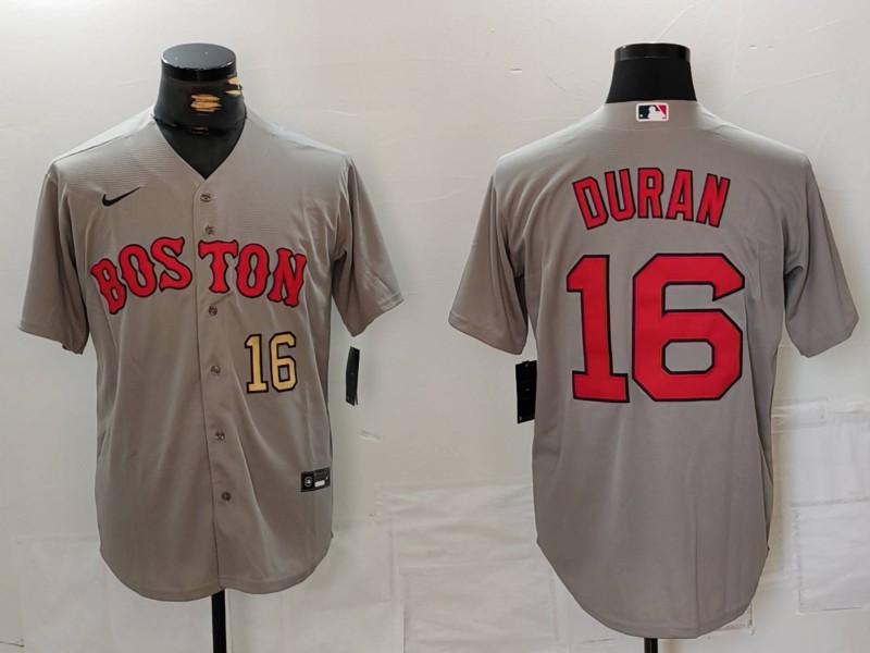 Personalized Men’s Boston Red Sox #16 Jarren Duran Grey Stitched Baseball Jerseys