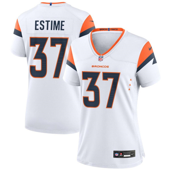 Personalized Women’s Denver Broncos #37 Audric Estime White 2024 Stitched Jersey(Run Small)