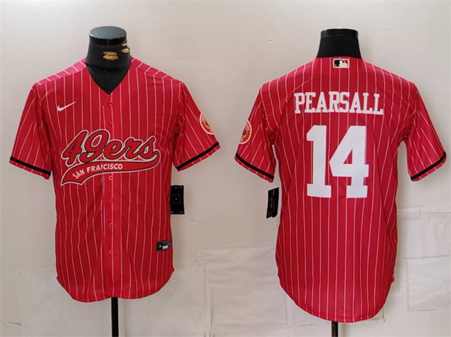 Personalized Men’s San Francisco 49ers #14 Ricky Pearsall Red With Patch Cool Base Stitched Baseball Jersey