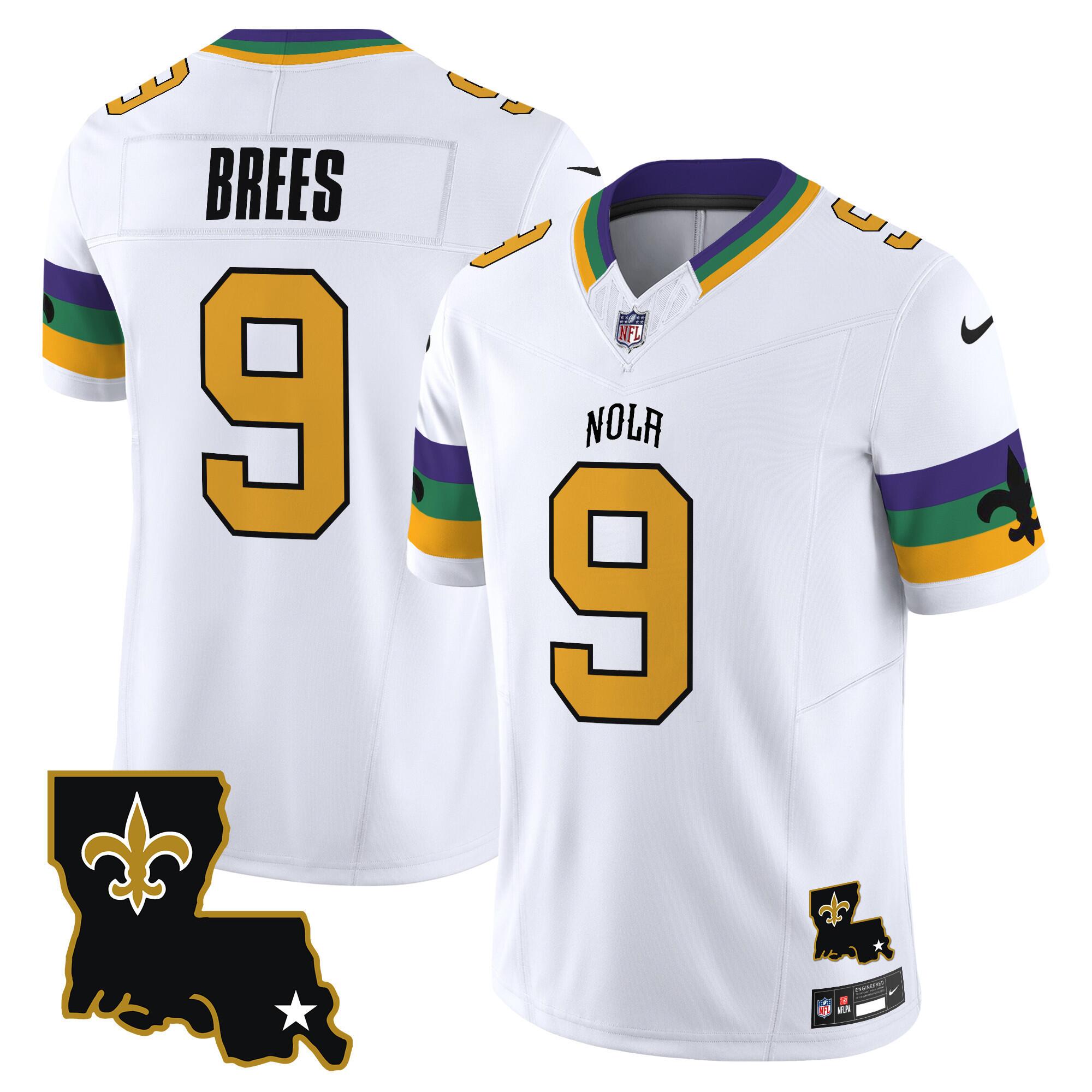 Personalized Men’s New Orleans Saints #9 Drew Brees White 2024 F.U.S.E. Limited Stitched Jersey