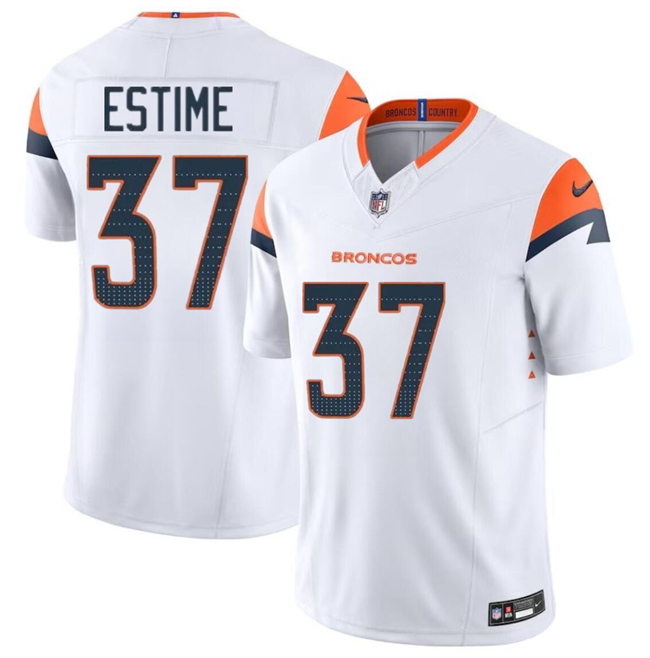 Personalized Men’s Denver Broncos #37 Audric Estime White 2024 F.U.S.E. Limited Stitched Football Jersey