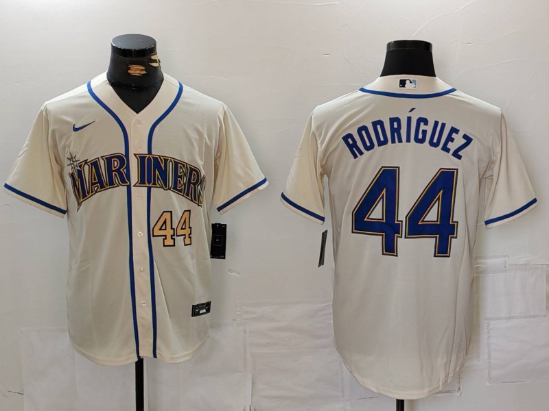 Personalized Men’s Seattle Mariners #44 Julio Rodriguez Cream Cool Base Stitched Jersey