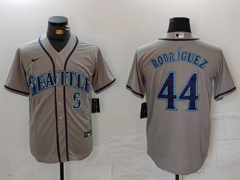 Personalized Men’s Seattle Mariners #44 Julio Rodríguez Grey Cool Base Stitched Jerseys