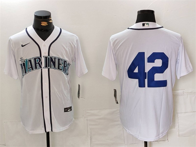 Personalized Men’s Seattle Mariners #42 Jackie Robinson White Cool Base Stitched Jersey