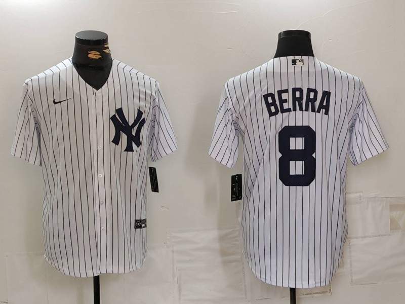 Personalized Men’s New York Yankees #8 Yogi Berra White Cool Base Stitched Baseball Jersey
