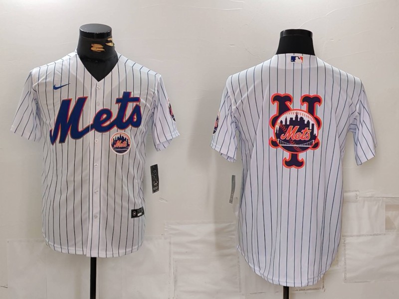 Personalized Men’s New York Mets White Team Big Logo Cool Base Stitched Baseball Jerseys