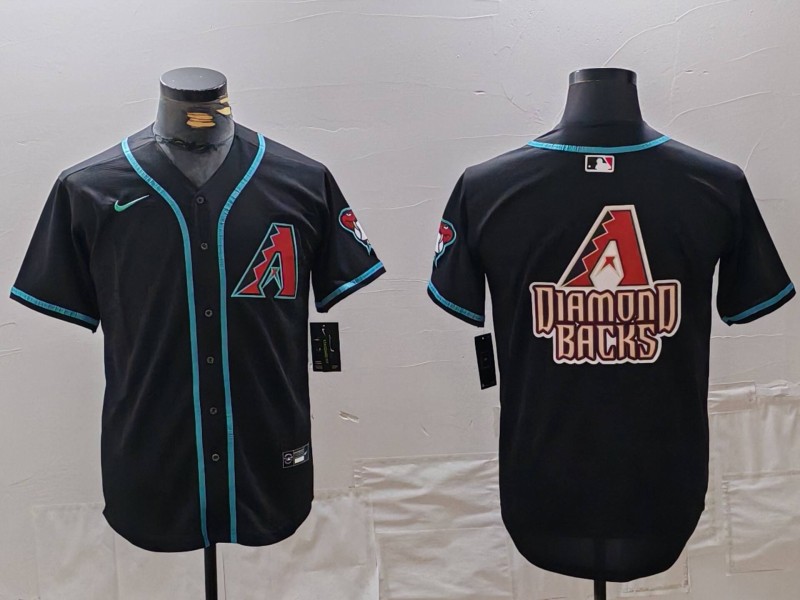 Personalized Men’s Arizona Diamondbacks Black Team Big Logo Cool Base Stitched Baseball Jerseys