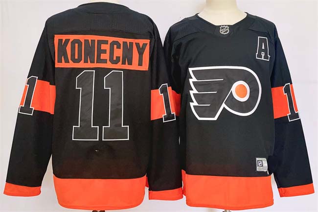 Personalized Men’s Philadelphia Flyers #11 Travis Konecny Black 2024 Stitched Jersey