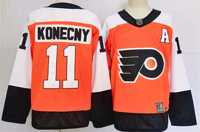 Personalized Men’s Philadelphia Flyers #11 Travis Konecny Orange 2024 Stitched Jersey