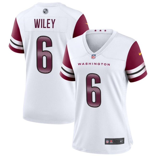 Personalized Women’s Washington Commanders #6 Michael Wiley White Stitched Jersey(Run Small)