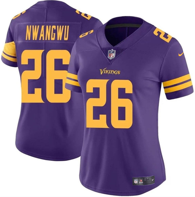 Personalized Women’s Minnesota Vikings #26 Kene Nwangwu Purple Color Rush Limited Stitched Jersey(Run Small)