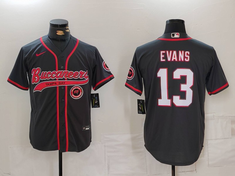 Personalized Men’s Tampa Bay Buccaneers #13 Mike Evans Grey Cool Base Stitched Baseball Jerseys