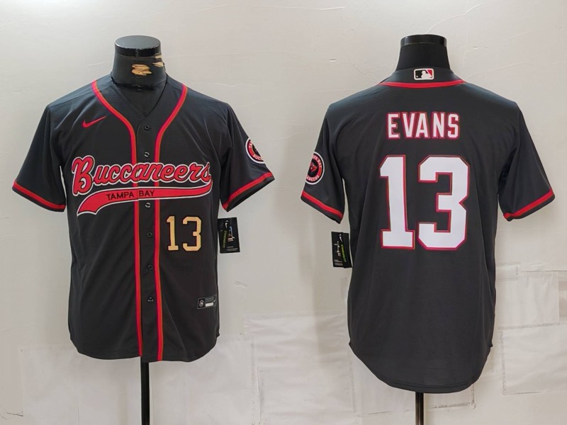 Personalized Men’s Tampa Bay Buccaneers #13 Mike Evans Grey Cool Base Stitched Baseball Jerseys