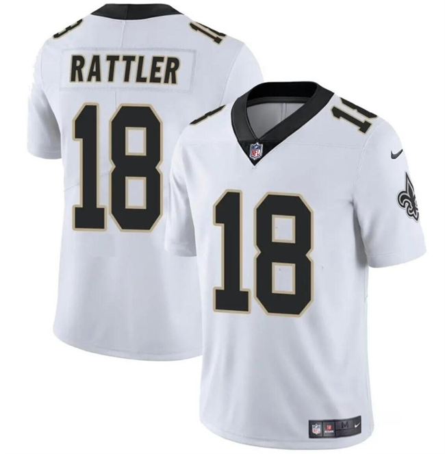 Personalized Men’s New Orleans Saints #18 Spencer Rattler White Limited Stitched Football Jersey