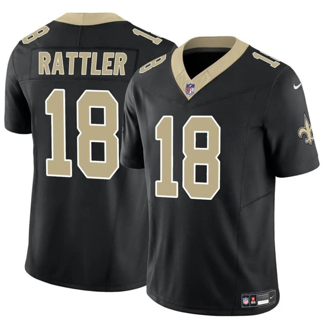 Personalized Men’s New Orleans Saints #18 Spencer Rattler Black F.U.S.E Limited Stitched Football Jersey