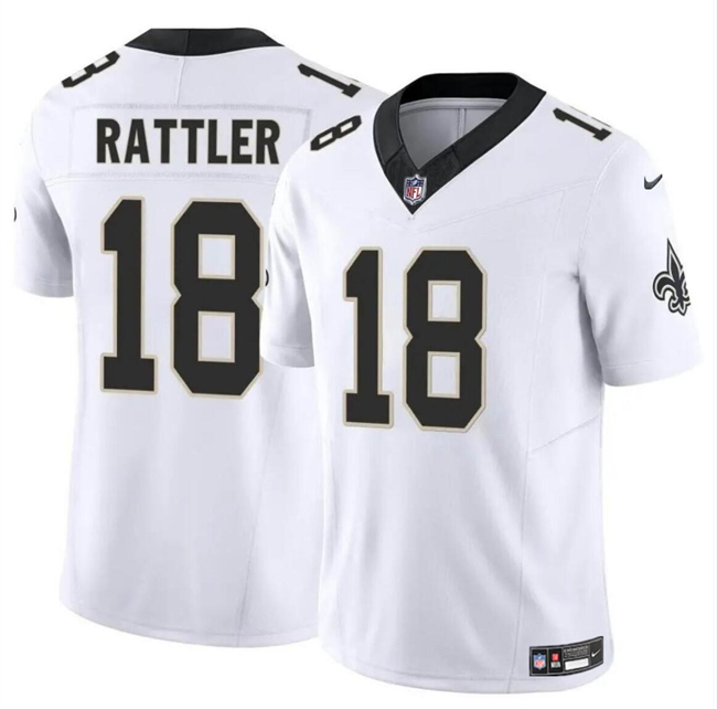 Personalized Men’s New Orleans Saints #18 Spencer Rattler White F.U.S.E Limited Stitched Football Jersey