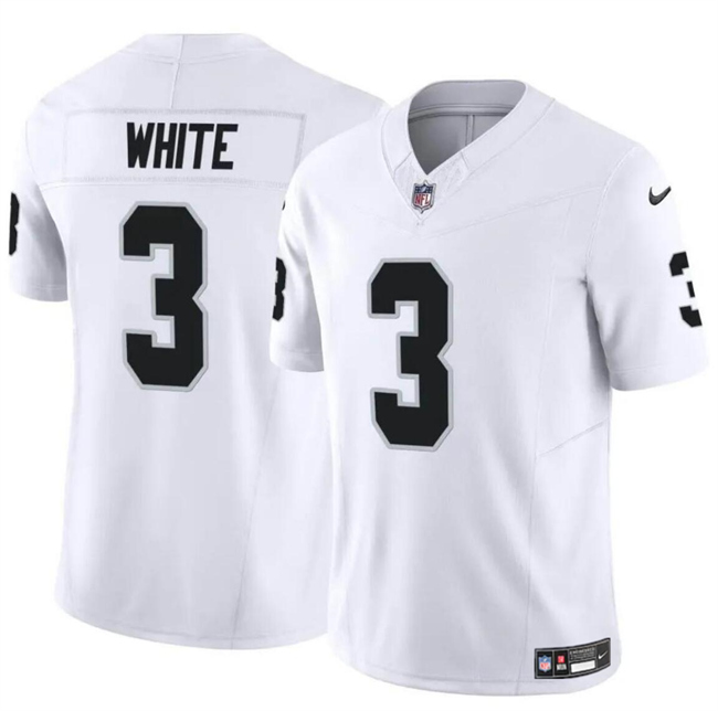 Personalized Men’s Las Vegas Raiders #3 Zamir White White F.U.S.E Stitched Football Jersey
