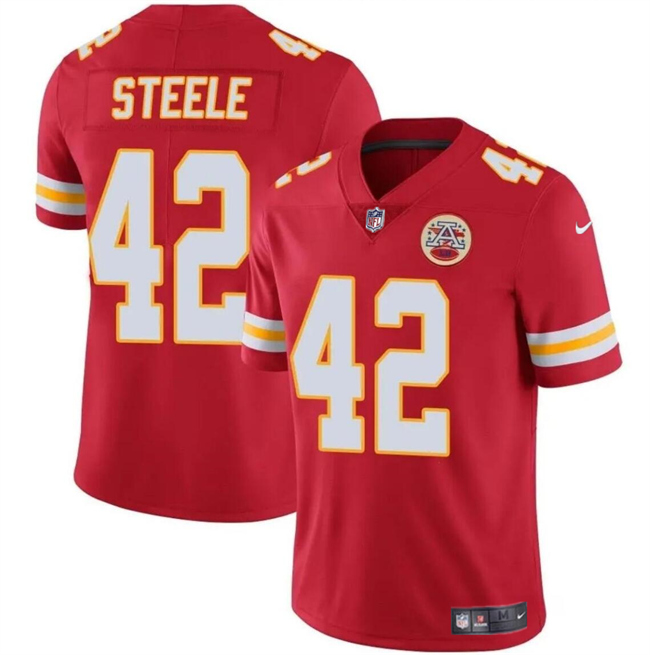 Personalized Men’s Kansas City Chiefs #42 Carson Steele Red Untouchable Limited Stitched Football Jersey
