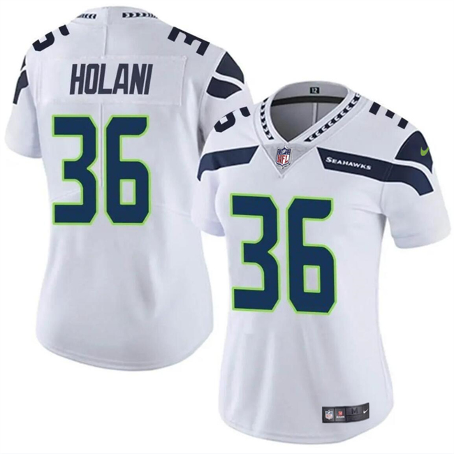 Personalized Women’s Seattle Seahawks #36 George Holani White Limited Stitched Football Jersey(Run Small)