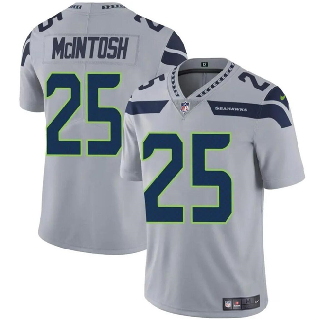 Personalized Men’s Seattle Seahawks #25 Kenny McIntosh Grey Limited Stitched Football Jersey