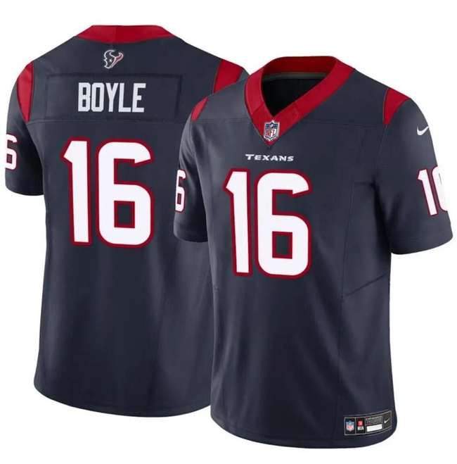 Personalized Men’s Houston Texans #16 Tim Boyle Navy 2024 F.U.S.E Untouchable Stitched Football Jersey