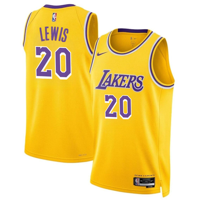 Personalized Men’s Los Angeles Lakers #20 Maxwell Lewis Yellow 2024 Icon Edition Stitched Basketball Jersey
