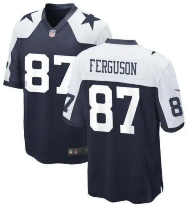 Personalized Men’s Dallas Cowboys #87 Jake Ferguson Navy limited Stitched Jersey