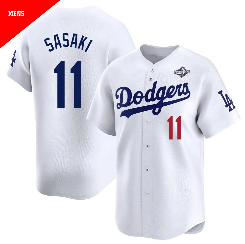 Personalized Men’s #11 Roki Sasaki Los Angeles Dodgers White Limited Home 2025 World Series Jersey