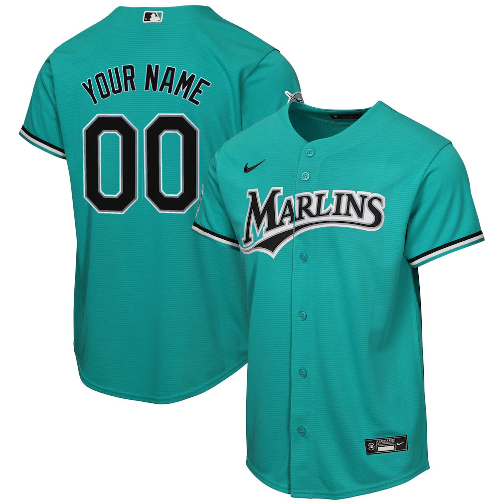 Personalized Custom Men’s Miami Marlins Alternate Stadium Jersey Teal