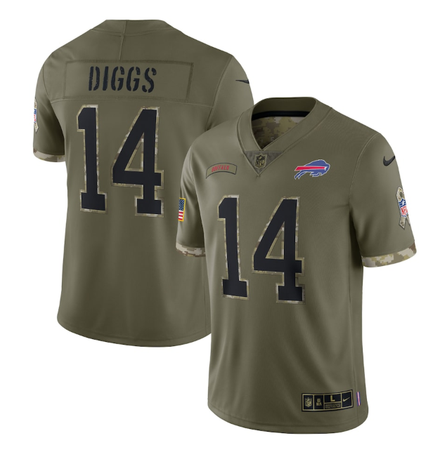 Personalized Men’s Buffalo Bills #14 Stefon Diggs Olive 2022 Salute To Service Limited Stitched Jersey