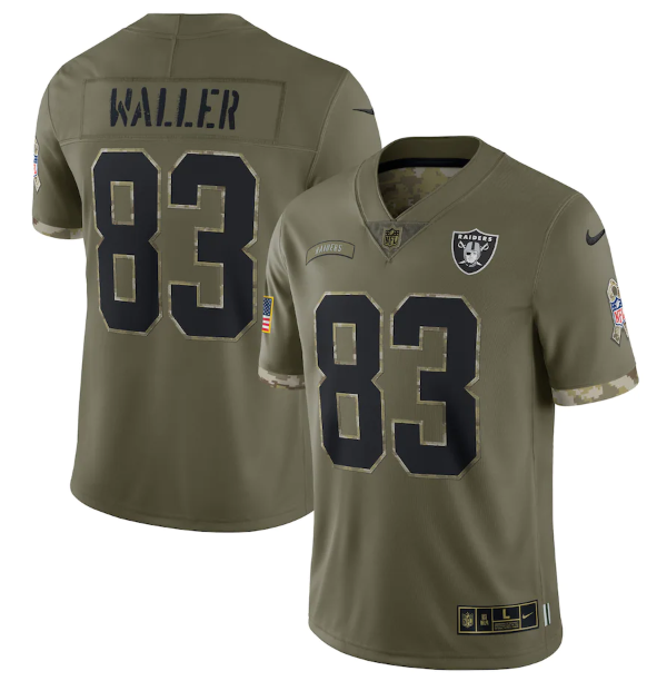 Personalized Men’s Las Vegas Raiders #83 Darren Waller Olive 2022 Salute To Service Limited Stitched Jersey
