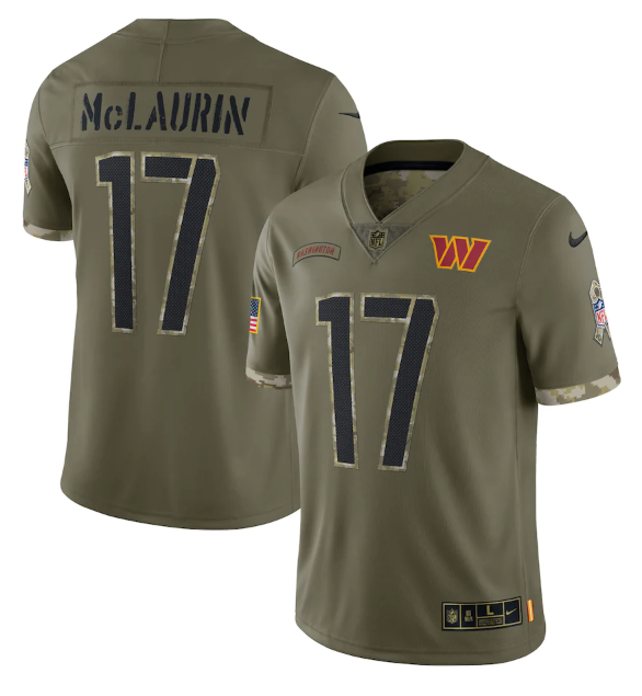 Personalized Men’s Washington Commanders #17 Terry McLaurin Olive 2022 Salute To Service Limited Stitched Jersey