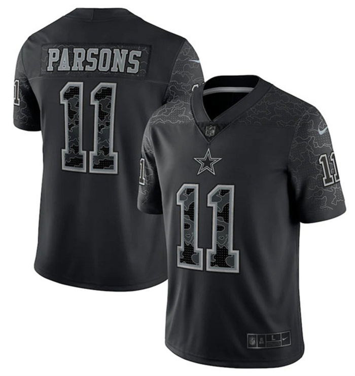 Personalized Men’s Dallas Cowboys #11 Micah Parsons Black Reflective Limited Stitched Football Jersey